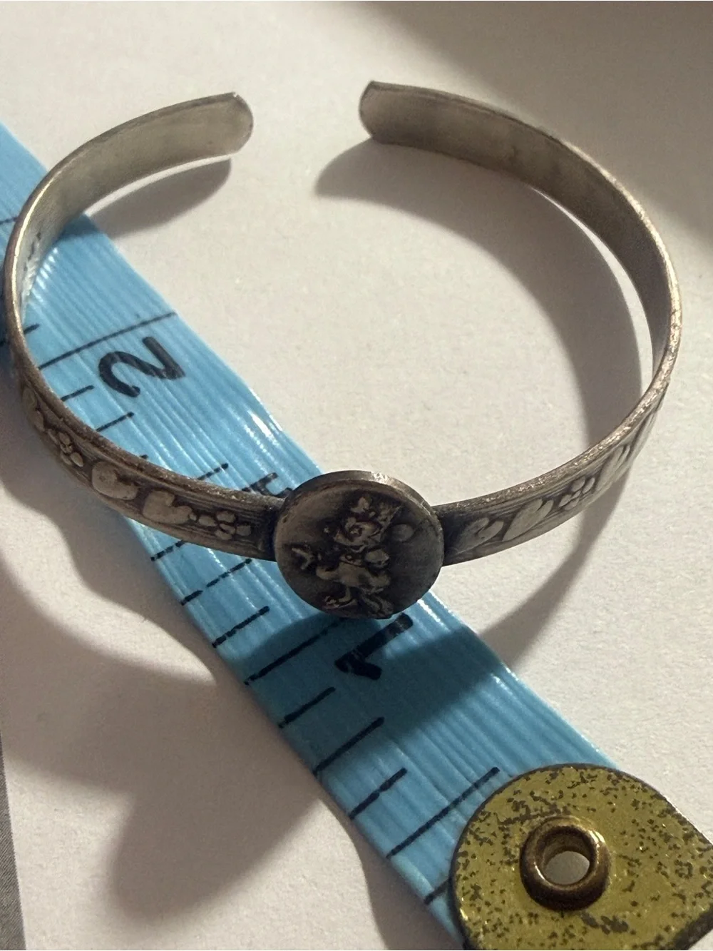 Disney Minnie  Silver Floral Medallion Open Cuff Bracelet
